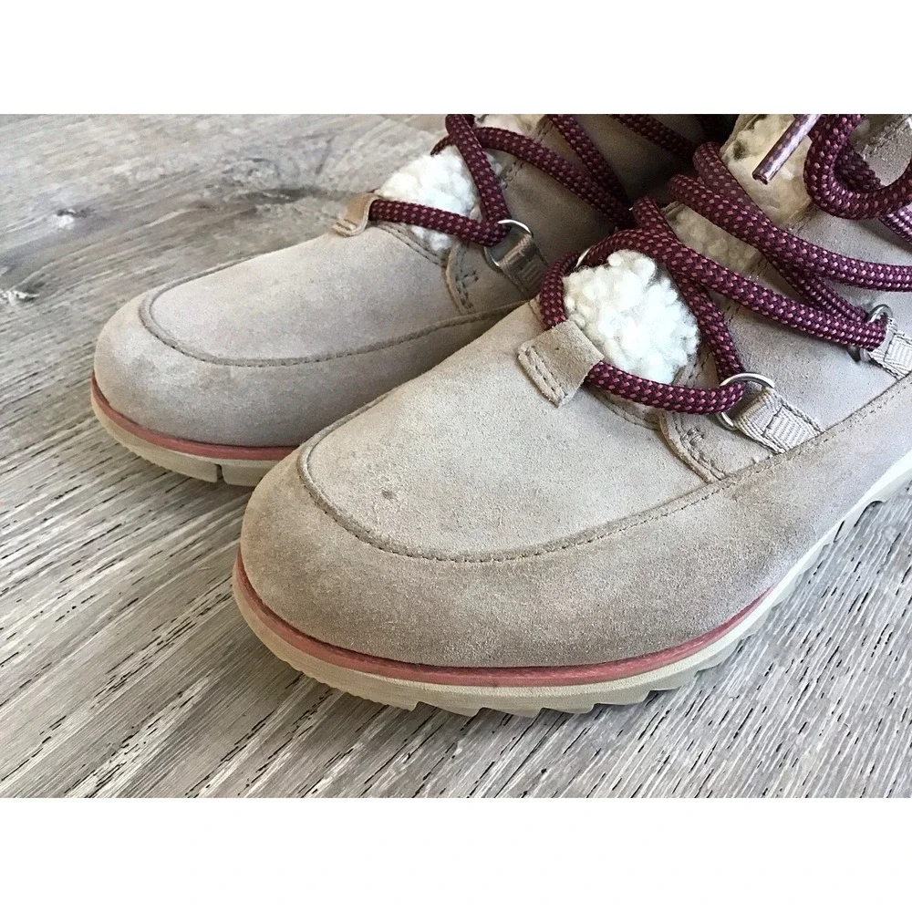 Sorel Womens Size 9 Harlow Lace Cozy Beige Casual Winter Boots NL4345-264
